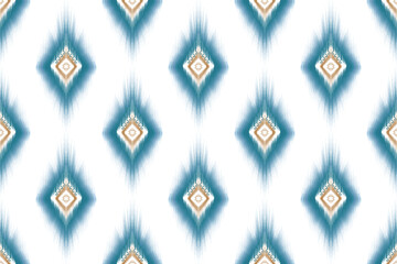Ikat ethnic Moroccan pattern design. Aztec fabric carpet mandala ornament chevron textile decoration wallpaper. Tribal turkey African Indian traditional embroidery vector illustrations background 