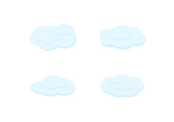 set of cartoon cloud watercolor painting on white background