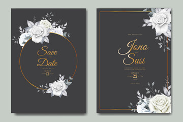 Obraz na płótnie Canvas wedding invitation card with floral watercolor
