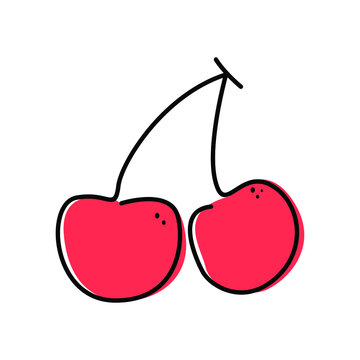 Cherry icon isolated in white background. vector logo.