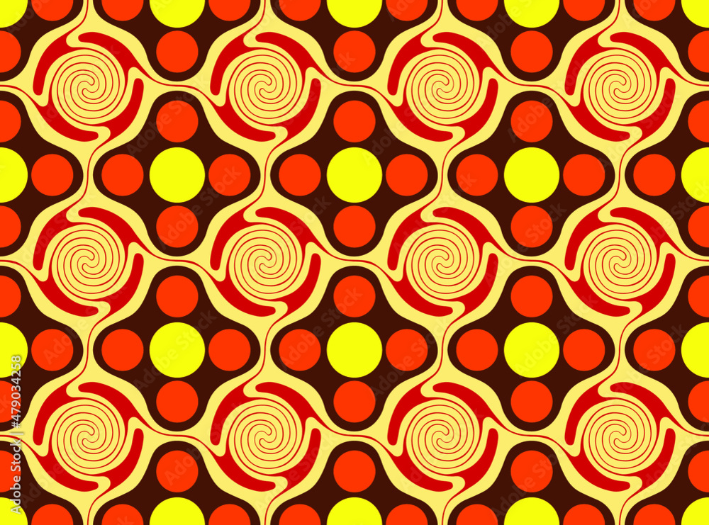 Poster vector seamless abstract pattern of circular shapes in modern colorful vintage minimal style of the 