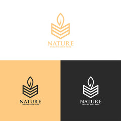 Nature creative symbol organic concept. Bio herbal health care abstract business eco logo. Fresh food, circle package, beauty flora, pharmacy icon. Corporate identity logotype, company graphic design