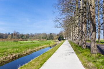 Bicycle path near Rijs village in Gaasterland, Netherlands