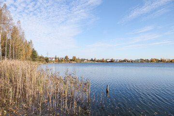Small lake view on a lovely, sunny autumn day.