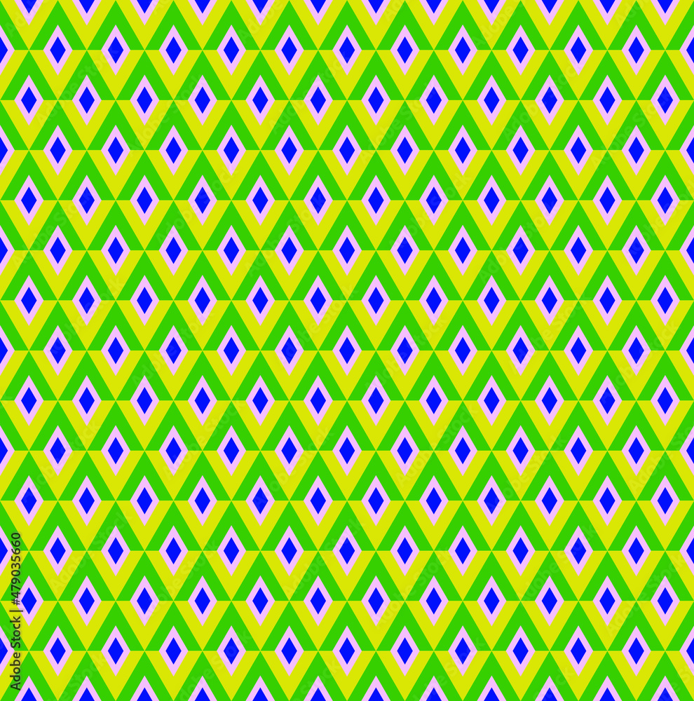 Poster vector seamless abstract pattern of triangular and rhombus shapes in modern colorful vintage minimal