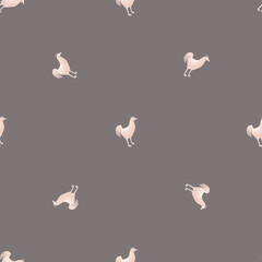 Seamless pattern of rooster. Domestic animals on colorful background. Vector illustration for textile.