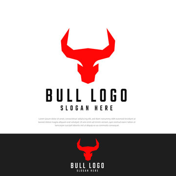 Vector illustration of red bull head logo design, bull symbol