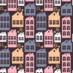 real estate (rent or sale) - houses and keys. Design element. architecture, minimalism