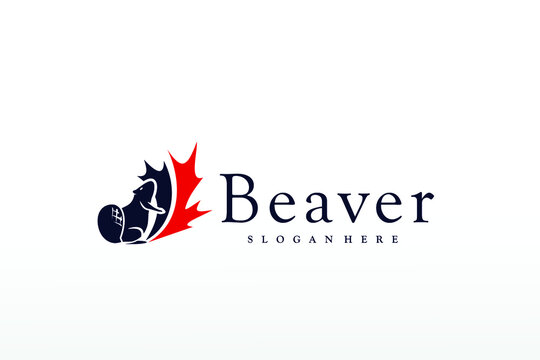 beaver logo design idea, illustration canadian icon logo design concept