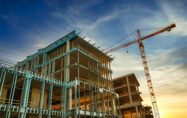 Construction of new luxury modern apartment building.