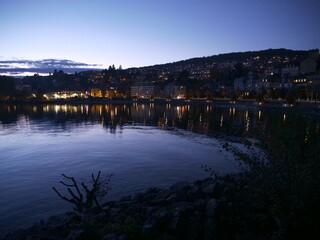 The Neufchâtel lake in the evening. Switzerland the 31st October 2021. 