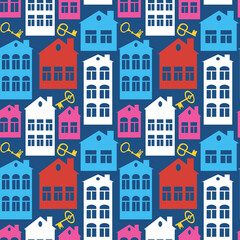 Fototapeta premium real estate (rent or sale) - houses and keys. Design element. architecture, minimalism
