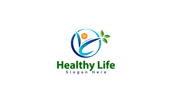 Healthy Life Logo, Wellness Logo, Nutrition Logo Vector Template