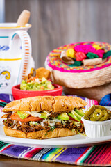 Torta with Barbacoa and Oaxaca Cheese