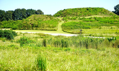 Ocmulgee Mounds National Historical Park in Macon, Georgia, preserves  earthworks built before 1000...