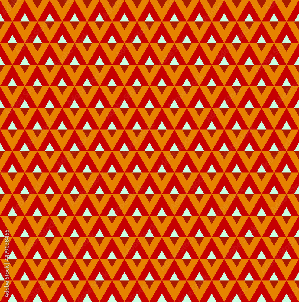 Poster vector seamless abstract pattern of triangular shapes in modern colorful vintage minimal style of th
