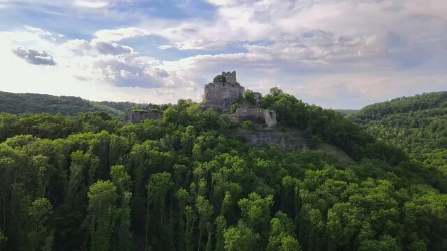 Aerial view of Cabrad Castle near the village of Cabradsky Vrbovok, Slovakia