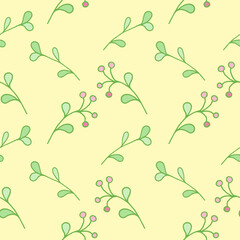 Plant, Flower, seamless vector pattern, hand drawing
