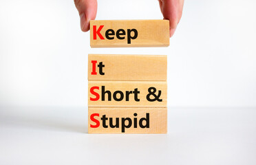 KISS keep it short and stupid symbol. Concept words KISS keep it short and stupid wooden blocks....