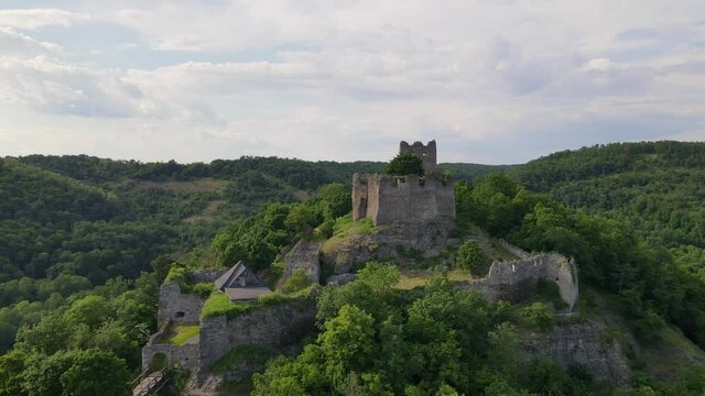 Aerial view of Cabrad Castle near the village of Cabradsky Vrbovok, Slovakia