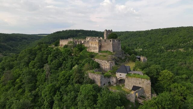 Aerial view of Cabrad Castle near the village of Cabradsky Vrbovok, Slovakia