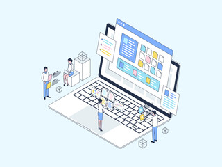 Business Documentation Isometric Illustration Lineal Color. Suitable for Mobile App, Website, Banner, Diagrams, Infographics, and Other Graphic Assets.