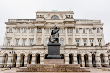 Fototapeta na wymiar Nicolaus Copernicus Monument situated before the Staszic Palace in Warsaw, Poland - Europe