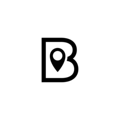 letter B logo with gps icon, abstract, simple, elegant