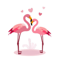 pink flamingo on a white background with love