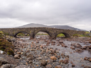Fototapeta na wymiar Traditional Sligachin bridge, Isle of Skye, Scotland, UK