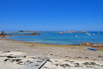 Beautiful seascape at Plougrescant in brittany - France