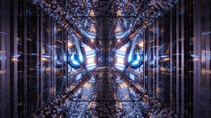 3d illustration futuristic tunnel with colorful illumination in 4K UHD