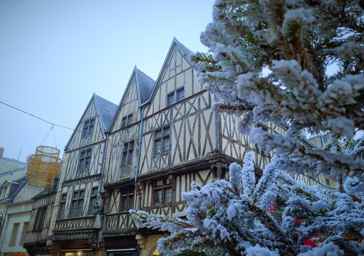 Francois Rude Street Decorated For Christmas, Dijon, France