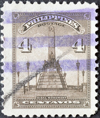 Philippine - circa 1947 : A post stamp from  the  Philippine  showing das Rizal Monument in Rizal...