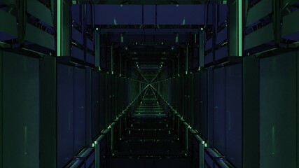 3d illustration of endless dark reflecting 4K UHD tunnel