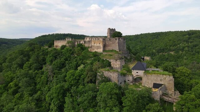 Aerial view of Cabrad Castle near the village of Cabradsky Vrbovok, Slovakia
