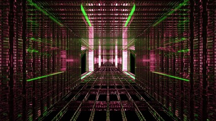3d illustration of 4K UHD tunnel with neon illumination