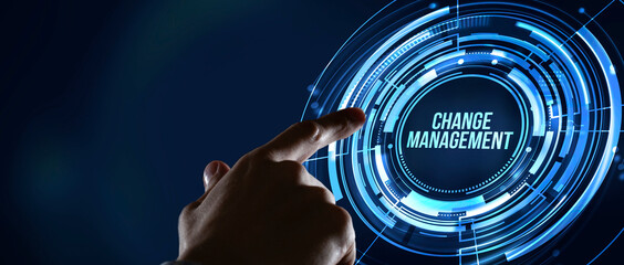 Internet, business, Technology and network concept. CHANGE MANAGEMENT, business concept. Virtual button.