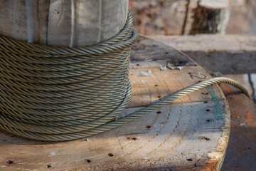 Fototapeta na wymiar Coil with steel wire rope