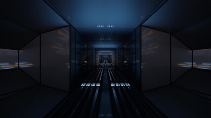 Futuristic geometric tunnel 4K UHD 3D illustration