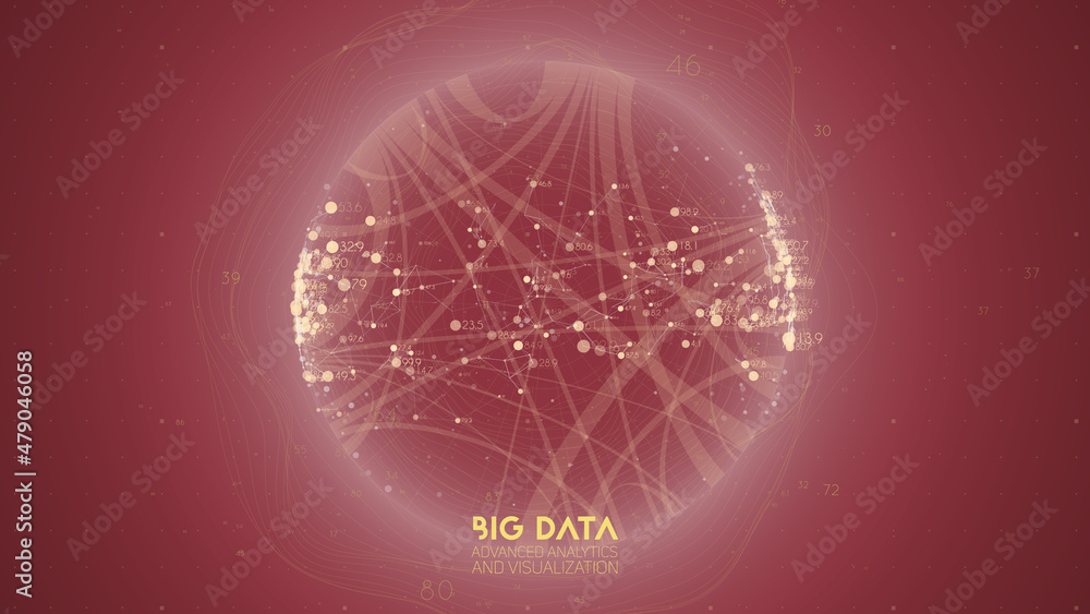 Poster Big data visualization. Futuristic infographic. Information aesthetic design. Visual data complexity. Complex data threads graphic visualization. Abstract data graph.