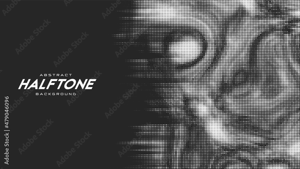 Poster abstract vector torn monochrome halftone background. scrathed dotted texture element.