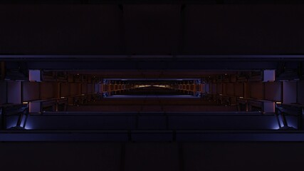 Endless futuristic tunnel in darkness 4K UHD 3D illustration