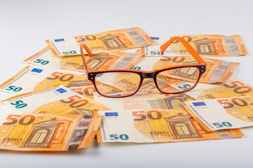 Personal finance concept:  The price of glasses very high for patients