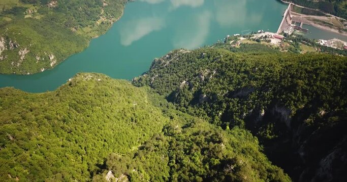 Tara mountain Banjska Stena viewpoint to a Drina river and the Perucac lake with hydropower plant