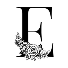 capital letter E alphabet nature letter flower monogram