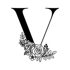 capital letter V alphabet nature letter flower monogram