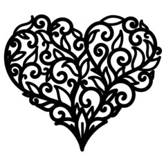 Plant grow into heart shape for printing, engraving,laser cutting, paper cut and so on. Vector illustration.