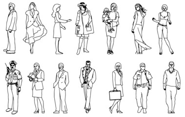 Set of silhouettes of people.