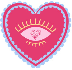 Decorative hearts with wings eyes for valentines day bright love decor for cards posters invitations wedding holiday party. Vector illustration